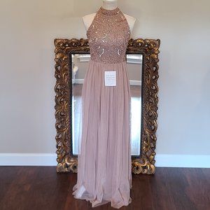 Beauut Elegant Sequin Maxi Dress in Blush Pink Sleeveless Size 2